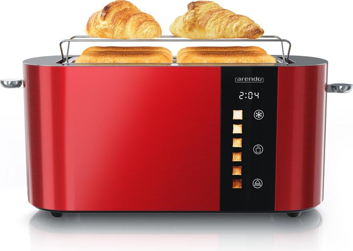 Produktbild Arendo Toaster Edelstahl 4 Scheiben Langschlitz, Bräunungsgrad & Restzeitanzeige, Touch Display, 1500 W