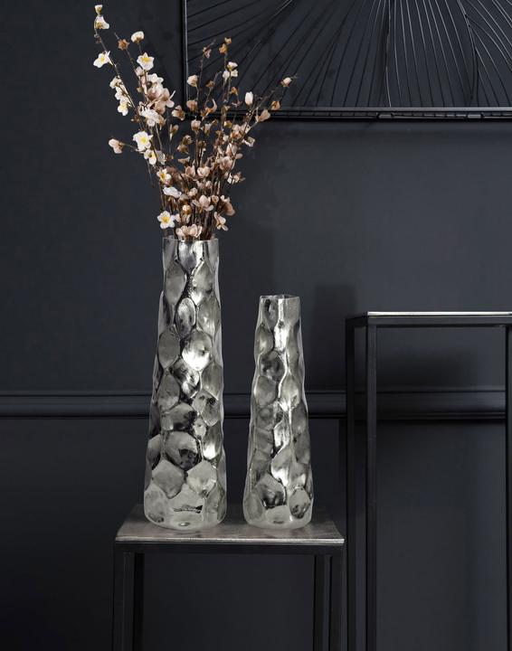 Immagine prodotto FineBuy Vase 2er Set Blumenvase Aluminium Tischvase Hammerschlag Dekovase Modern (2 x)