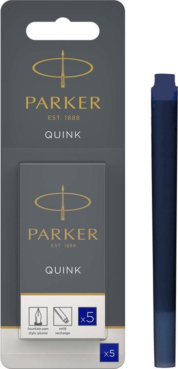Immagine prodotto Parker Pen Cartucce d'inchiostro QUINK a grande capacità, in confezione blister, blu permanente (Mine di ricambio, Blu)