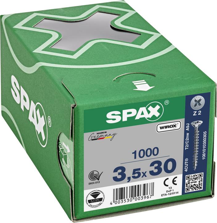 Image du produit Spax Vis à panneaux d'aggloméré SK PZ2 3,5x30 mm (1000 Vis par pièce)