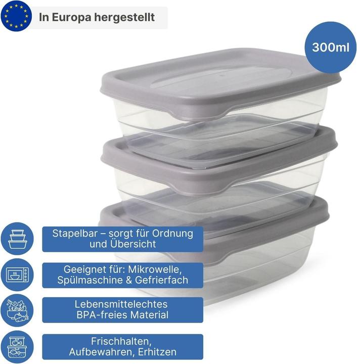 Immagine prodotto Hobby 3er-Set Aufbewahrungsdosen Frischhaltedosen Vorratsdosen Stapeldosen (0.30 l)