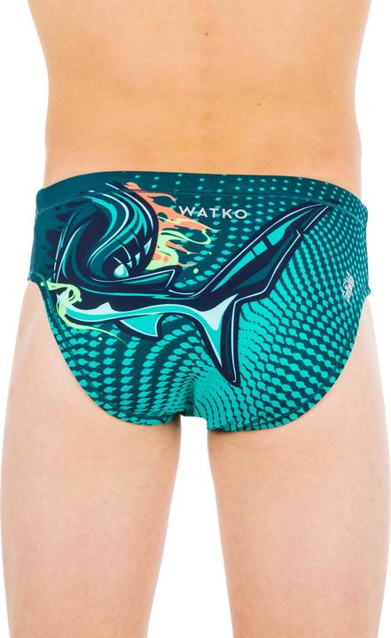 Image du produit Watko Slip de bain water polo Garçon - 500 Shark bleu foncé et turquoise (8, 9, 10)