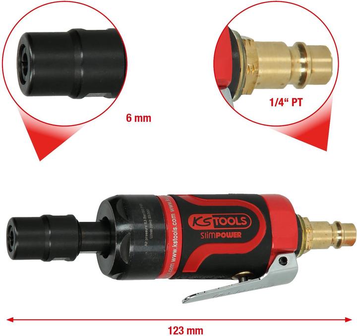 Immagine prodotto KS Tools SlimPOWER Mini smerigliatrice ad aria compressa diritta (220 W)