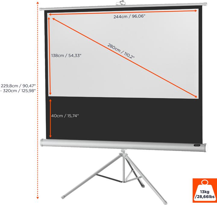 Produktbild Celexon Economy tripod screen - Projektionsbildschirm mit Stativ - 280 cm (110") (96.06", 16:9)