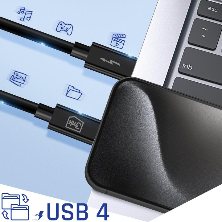 Produktbild 3MK Hyper ThunderBolt Cable 240W (1 m, USB 4.0)