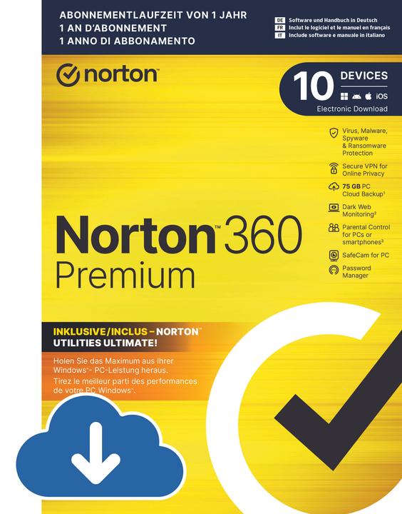 Norton 360 Premium mit Utilities Ultimate (1 User, 10 Geräte/User, 12 Monate)