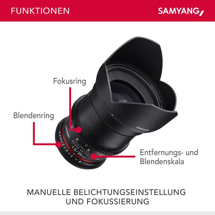 Image du produit Samyang 35mm T1.5 VDSLR II Canon EF (Canon EF, Plein format)