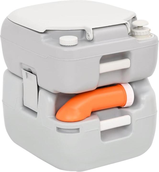 Produktbild VidaXL Camping-Toilette Tragbar Grau und Weiss 22+12 L HDPE