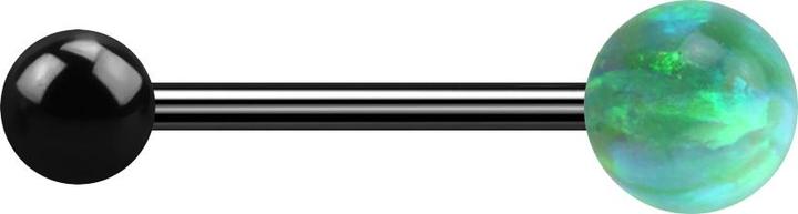 Image du produit Star Piercing Micro Barbell noir avec boule et boule opale verte (Acier chirurgical 316L, sans laiton)