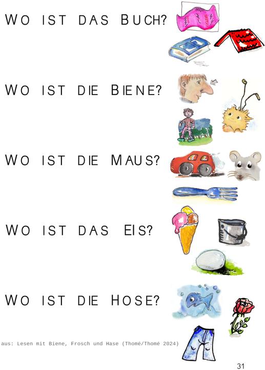 Actual product image Thomé:Lesen mit Biene, Frosch und Hase (German, Kurzi Shortriver, D. Orie, Prof Dr Günther Thomé, Dorothea Thomé, 2024)