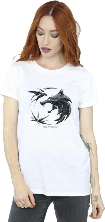 Actual product image Netflix Womens/Ladies The Witcher Wolf Logo Cotton Boyfriend T-Shirt (XL)