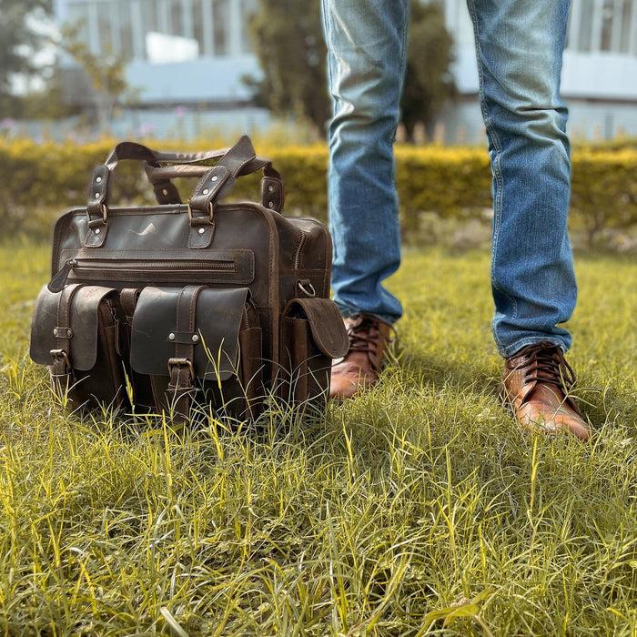 Actual product image Only-Bags.Store Dryden Buffalo briefcase, walnut
