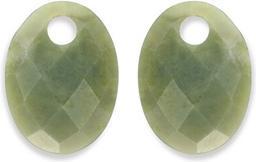 Actual product image Sparkling Jewels Sparkling Eagem61-Mo Green Jade Oval Earring Pendants