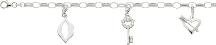 Image du produit Bijou Classic Charmbracelet weiss mit Lippe, Schlüssel und Herz 19 cm (19 cm, Argent)