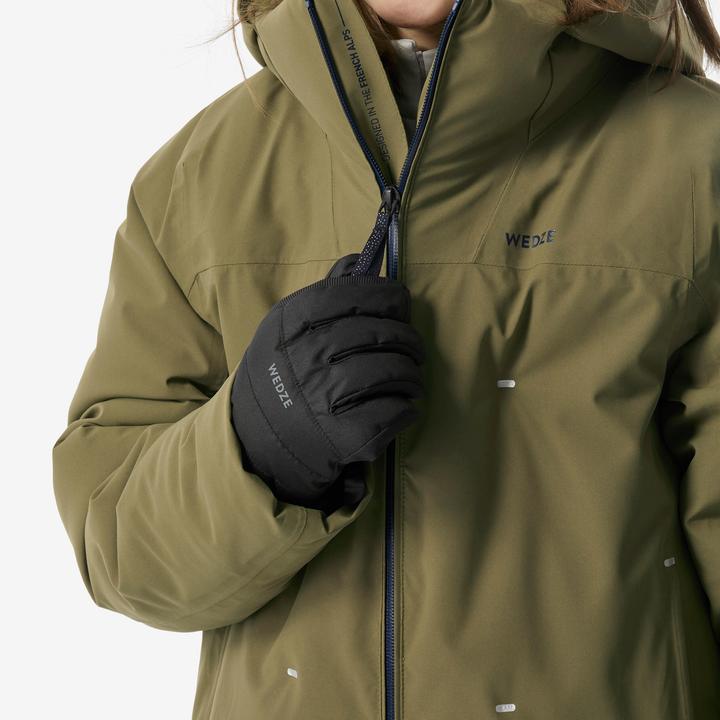 Actual product image Wedze Children's ski jacket padded warm waterproof - Piste 500 khaki (146)