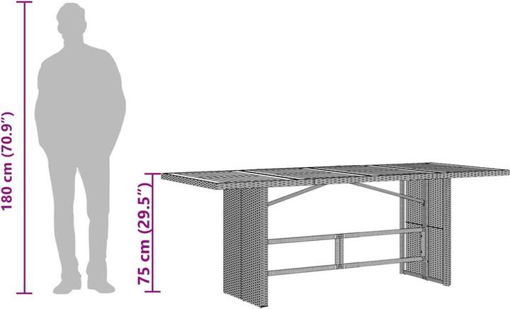 Image du produit VidaXL Table de jardin Table de terrasse avec plateau en bois Noir Poly Rattan (80 cm)