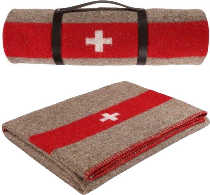Image du produit Eskimo Wolldecke mit Ledergurt - Picknickdecke