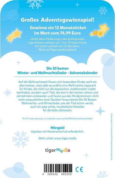 Produktbild Tigermedia Die 30 besten - Winter- und Weihnachtslieder (Deutsch)
