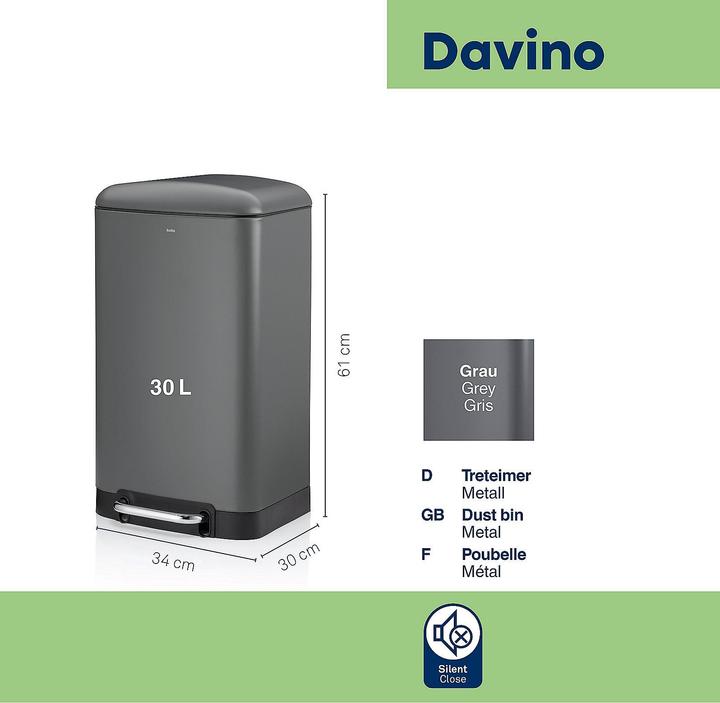 Actual product image Kela Davino grey pedal bin (30 l)
