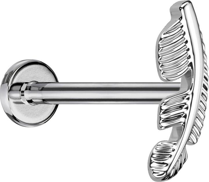 Star Piercing Micro Labret Innengewinde silber Feder silber (ohne Messing, Titan G23)