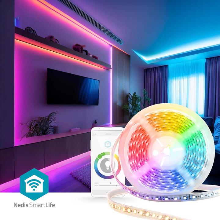 Image du produit Nedis SmartLife LED-Streifen | Wi-Fi | Kaltweiss / RGB / Warmweiss | SMD | 5.00 m | IP21 | 2700 - 65 (RGB, 500 cm, Intérieur)