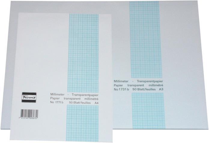 Image du produit Favorit Bloc de papier graphique transparent (21 x 29,7 cm, Quadrillé)