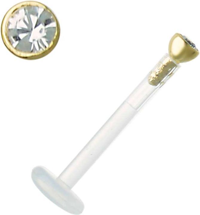 Actual product image Bijouteria Piercing for lip/Tragus (Bioplastic, Crystal, Gold)
