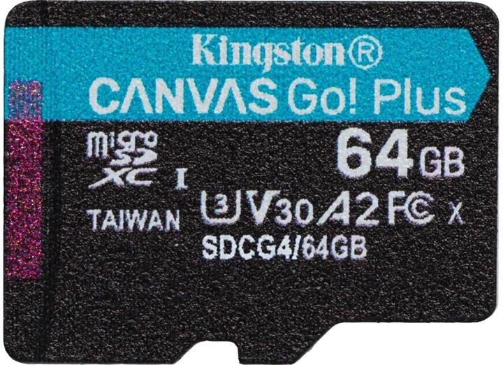 Produktbild Kingston Card Canvas Go Plus MicroSD +ADP 64GB (64 GB, microSDXC, U3, UHS-I)