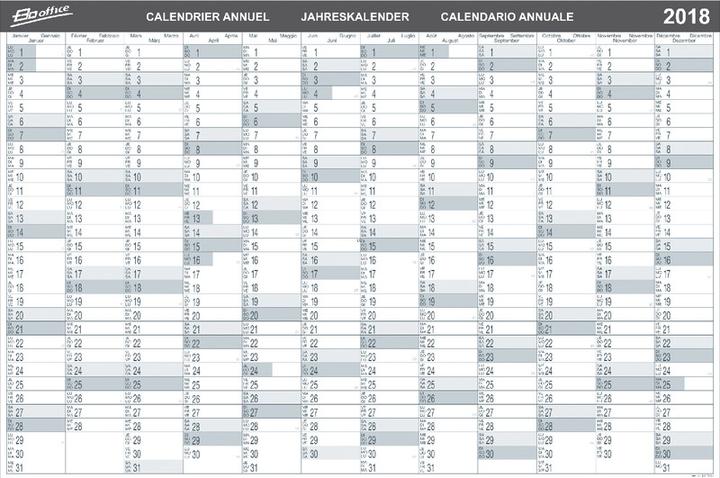 Produktbild BoOffice Jahresplaner (90 x 60 cm, Kein Einband, Deutsch, Französisch, Italienisch, Englisch)