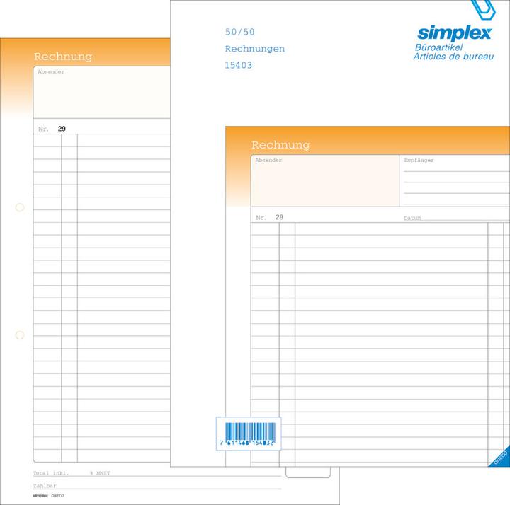 Produktbild Simplex Durchschreibebuch Rechnungen Oneco (100 x)