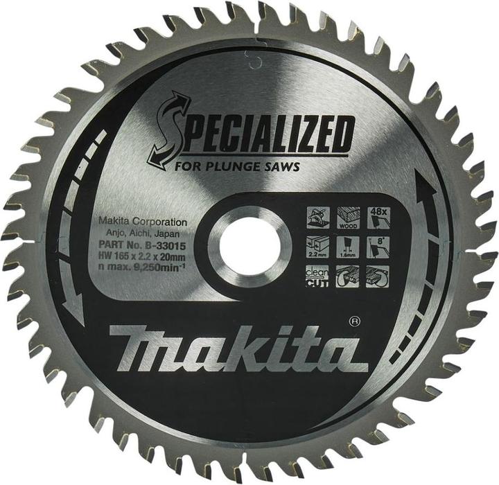 Produktbild Makita Holztrennscheibe, Specialized 165x20mm, 48 Zähne B-33015