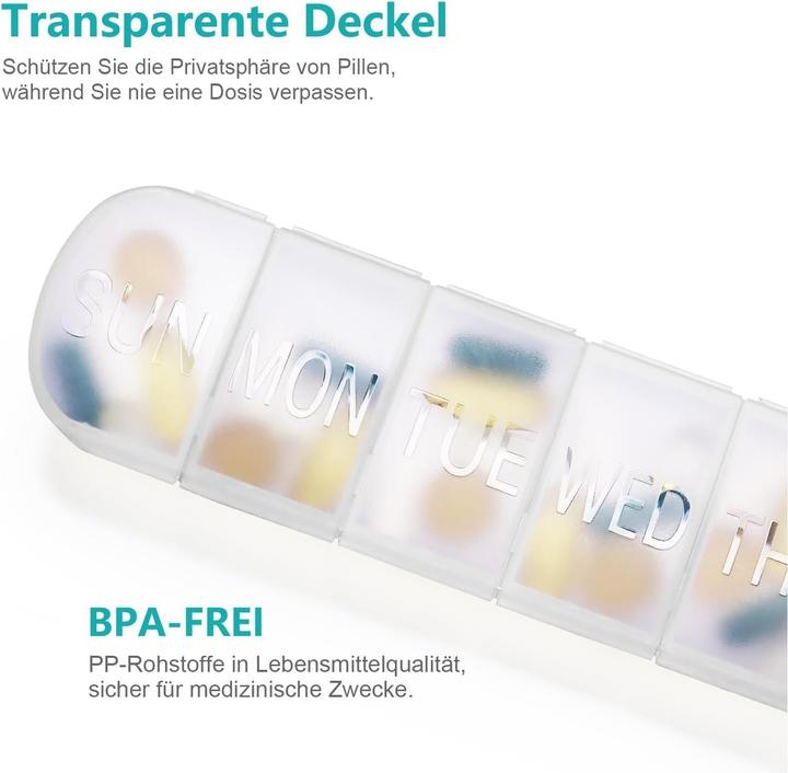 Produktbild Cbx Tablettenbox 7 Tage, Pillendose für eine Woche mit grosser Kapazität, handliche Medikamentenbox