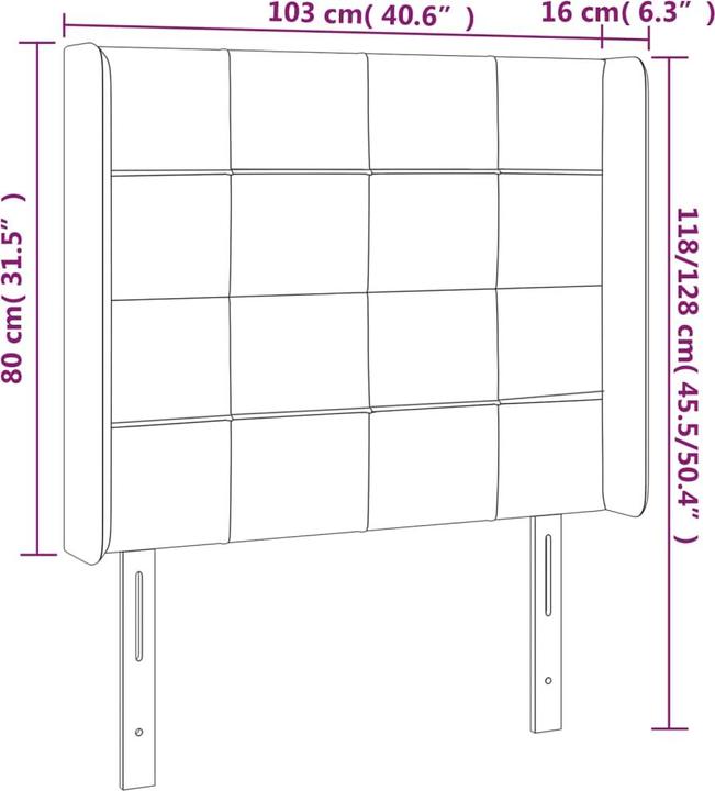 Produktbild VidaXL Kopfteil mit Ohren Hellgrau 103x16x118/128 cm Samt,Farbe (103 x 16 x 128 cm)