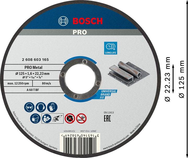 Actual product image Bosch Professional Zubehör PRO Metal cutting disc, 125 x 1.6 x 22.23 mm