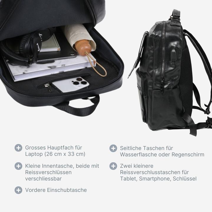 Actual product image Hermex Laptop backpack Daypack Business backpack PU leather backpack (15 l)