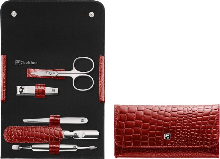 Produktbild Zwilling CLASSIC INOX Kroko Druckknopf-Etui, rot, 5-tlg.