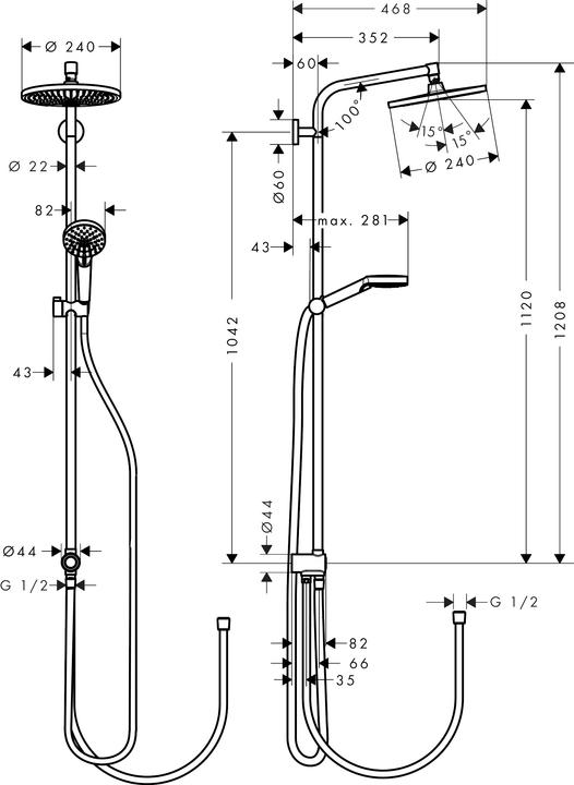 Produktbild hansgrohe Crometta S Duschsystem 240 1 Strahlart wassersparend 9 l/min Reno