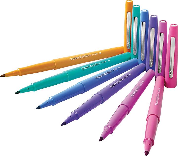 Produktbild Paper Mate Flair Candy Pop (Flieder, Salted Caramel, traube, Orange, Himbeere, Ringelblume, Blueberry Bubblegum, Hellgrün, Braun, 16 x)