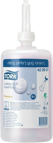 Tork 420901 Luxury Liquid Soap Premium for S1 Soap Dispenser Systems / Mild Hand Soap in Lil (Liquid soap, 1000 ml)