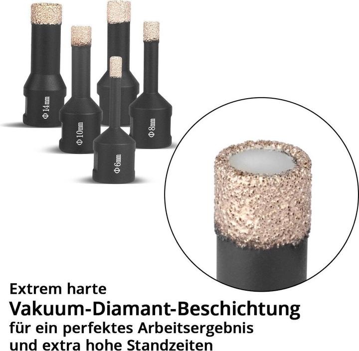 Produktbild Stahlwerk Diamant-Bohrkronen 5er Set 6-14 mm M14 für Winkelschleifer (6 - 14 mm)
