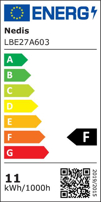 Energy Label Nedis LBE27A603 LED lamp E27 A60 11 W 1055 lm 2700 K Warm white 1 piece (E27, 11 W, 1055 lm, 1 x, F)