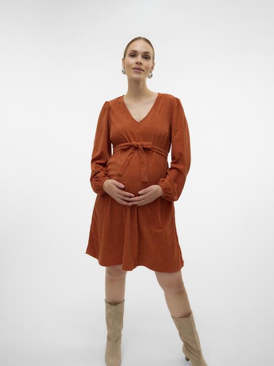 Produktbild Mamalicious Normal geschnitten V-Ausschnitt Elastische Bündchen Ballonärmel Kurzes Kleid Kleid (M)