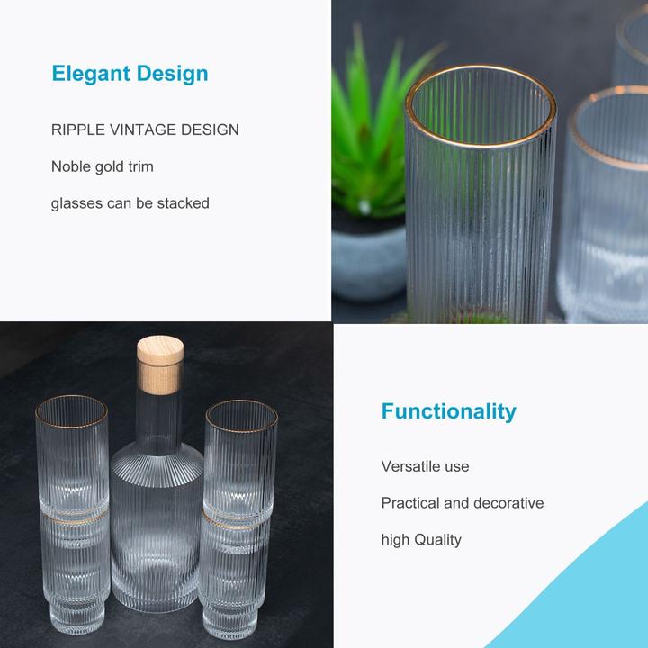 Image du produit Intirilife Set carafe en verre avec bouchon et 4 verres (1.70 l)