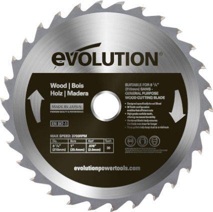 Actual product image Evolution The saw blade is designed for cutting wood 210 mm t = 30