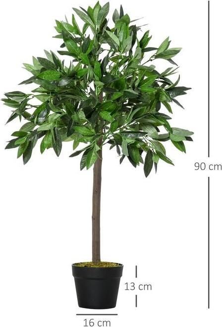 Actual product image Swisshandel24 2er-Set Künstlicher Lorbeerbaum 90 cm Kunstpflanzen im Zementtopf, Zimmerpflanze (90 cm)