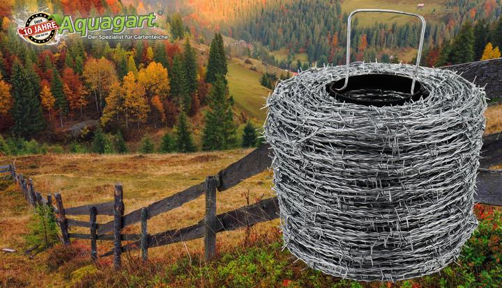 Produktbild Aquagart 200m Stacheldraht verzinkt 1,6/1,7mm für Wildzaun Forstzaun Knotengeflecht