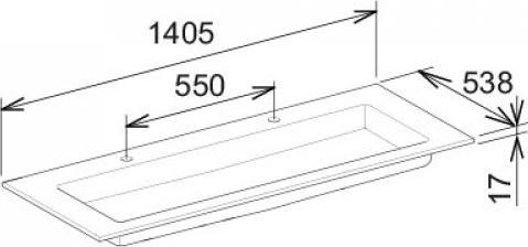 Image du produit Keuco lavabo double en céramique ROYAL 60 1409x17x538mm m 2x1L-évier blanc (538 mm, 1409 mm)