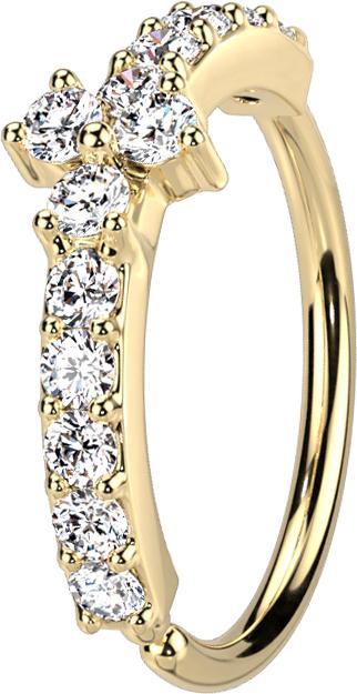 Actual product image Star Piercing Micro Piercing Ring 14k Gold Plated Crystal Bow Silver Three Crystals (Brass)