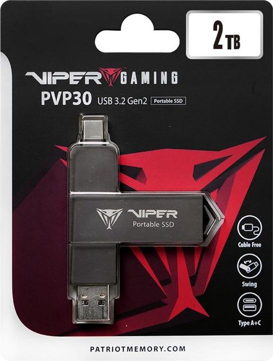 Actual product image Patriot Dysk SSD PVP30 2TB 1000MB/s USB Duo A+C 3.2 Gen2 Alu (2000 GB)