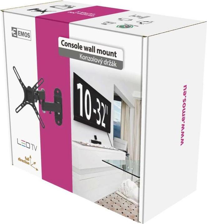 Produktbild Emos TV-Wandhalterung neigbar und schwenkbar 10–39" (25–99 cm) (Wand, 32", 25 kg)